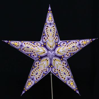 Ganesha lila - Foldable glowing star, paper poinsettia with 5 points, 60 cm